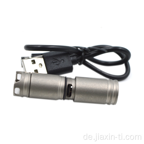 Wiederaufladbare USB -Titan -LED -Taschenlampe mit Keychain -Loch